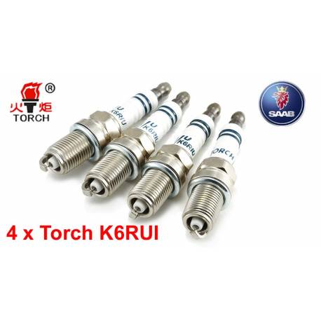 Bougieset 4x Torch K6RIU Iridium U-Groove SAAB 9-3 9-5