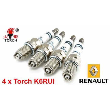 Bougieset 4x Torch K6RIU Iridium U-Groove RENAULT 4 cil.