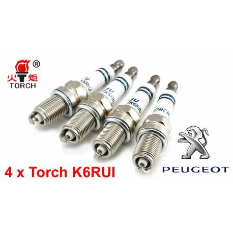 Bougieset 4x Torch K6RIU Iridium U-Groove PEUGEOT 4 cil.