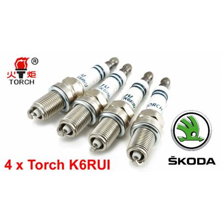 Bougieset 4x Torch K6RIU Iridium U-Groove SKODA Fabia Octavia Superb