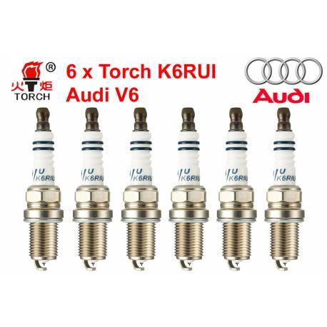 Bougieset 6x Torch K6RIU Iridium U-Groove AUDI A4 A6 A8 V6 5V