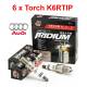 Bougieset 6xTorch K6RTIP Iridium AUDI A4 A5 A6 A8 Q5 2.4 V6 3.2 2.8 FSI