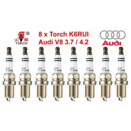 Bougieset 8x Torch K6RIU Iridium U-Groove AUDI A4 A6 A8 3.7 4.2 V8