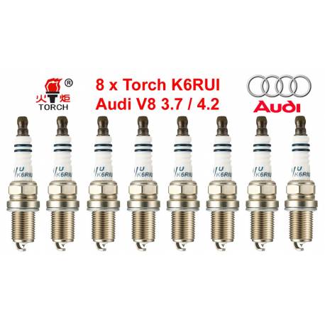 Bougieset 8x Torch K6RIU Iridium U-Groove AUDI A4 A6 A8 3.7 4.2 V8