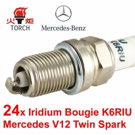 Bougieset 24x Torch K6RIU Iridium U-Groove Mercedes V12 600 AMG