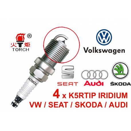 Bougieset 4xTorch K5RTIP Iridium - Platinum AUDI SEAT SKODA VW