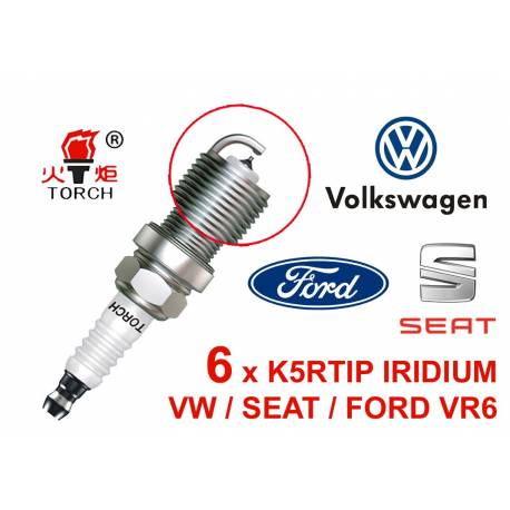 Bougieset 6xTorch K5RTIP Iridium - Platinum SEAT VW FORD VR6 2.8