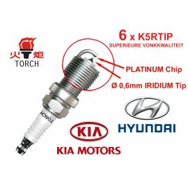 Bougieset 6x Torch K5RTIP Iridium - Platinum HYUNDAI KIA V6